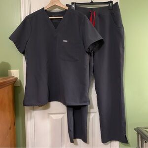 FIGS Scrub Set Women's XL Top + L Pants Charcoal Gray